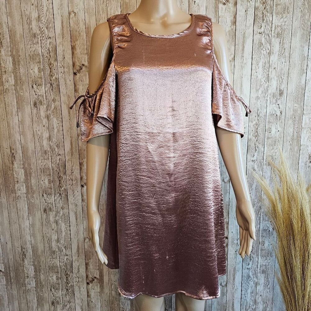 Women's Be You Be Free Rose Gold Cold Shoulder Dress Size S